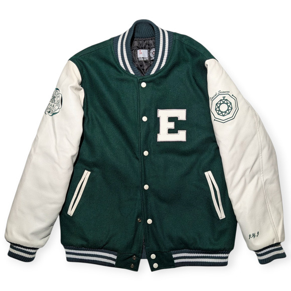 Ewha Womans University Varsity Jacket Leather Sleeves Green White L - Picture 1 of 13